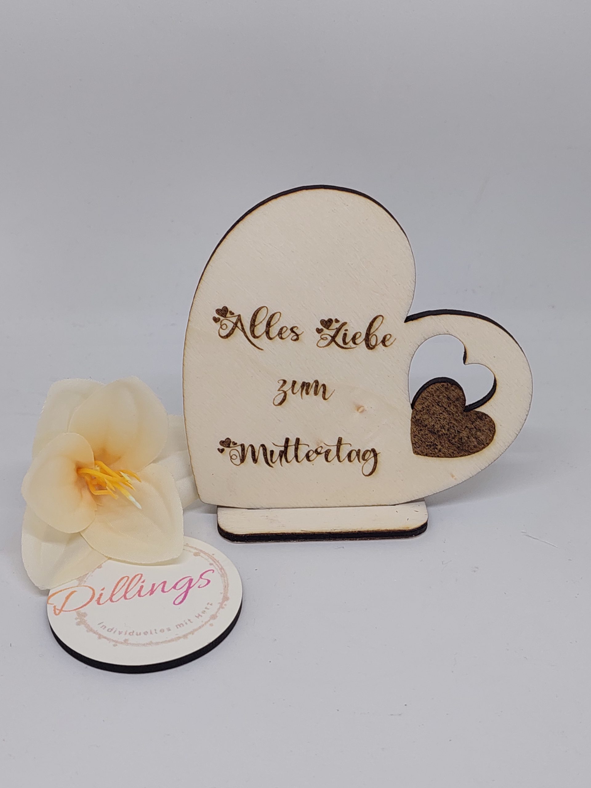 Herzaufsteller Holz klein