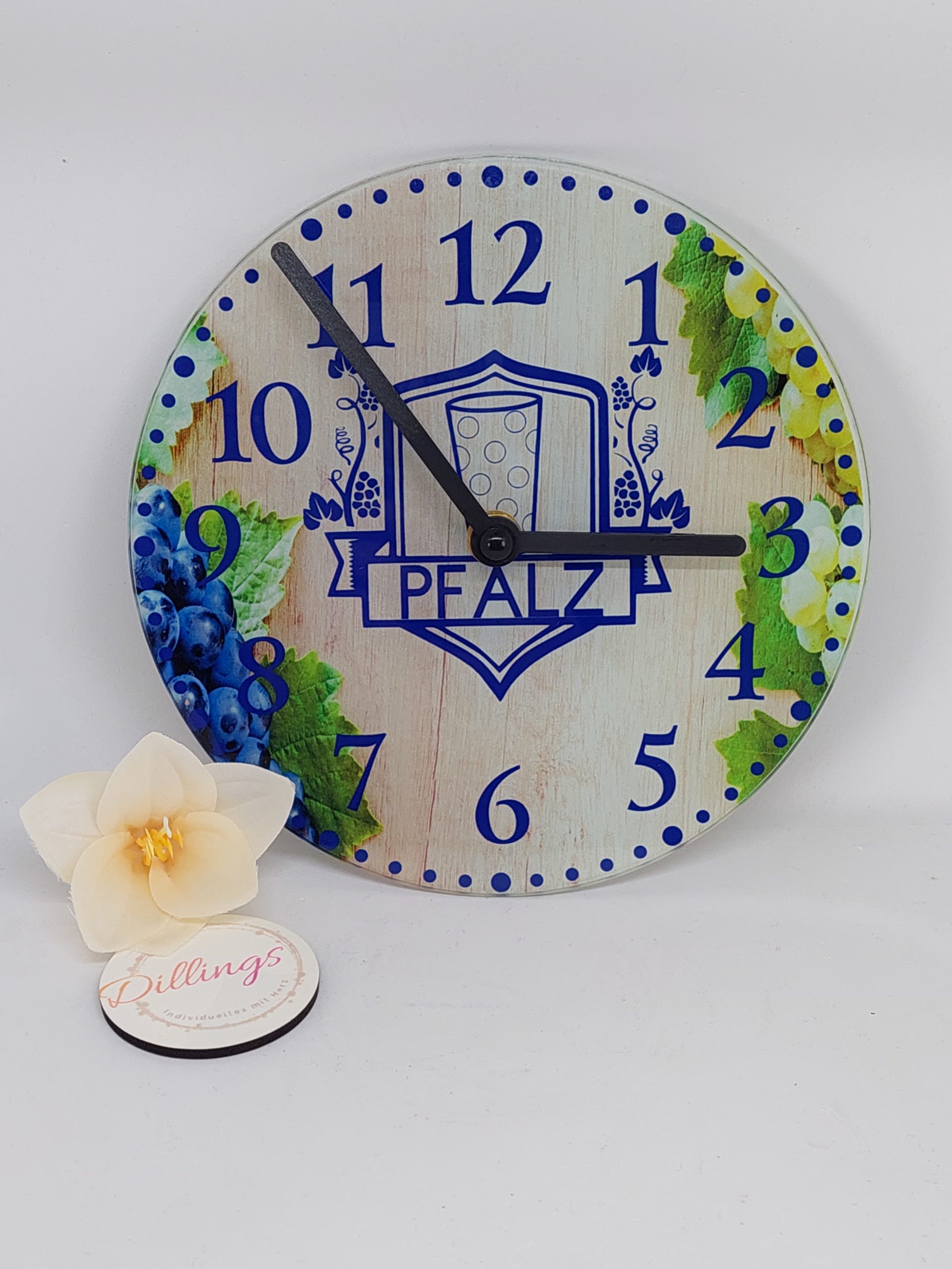 Glaswanduhr Pfälzer Motive