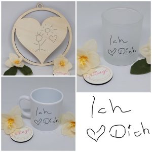 Handgeschriebene Liebesbotschaften oder gemalte Bilder