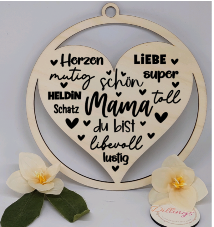 Herzanhänger Holz mit Ring – Bild 4