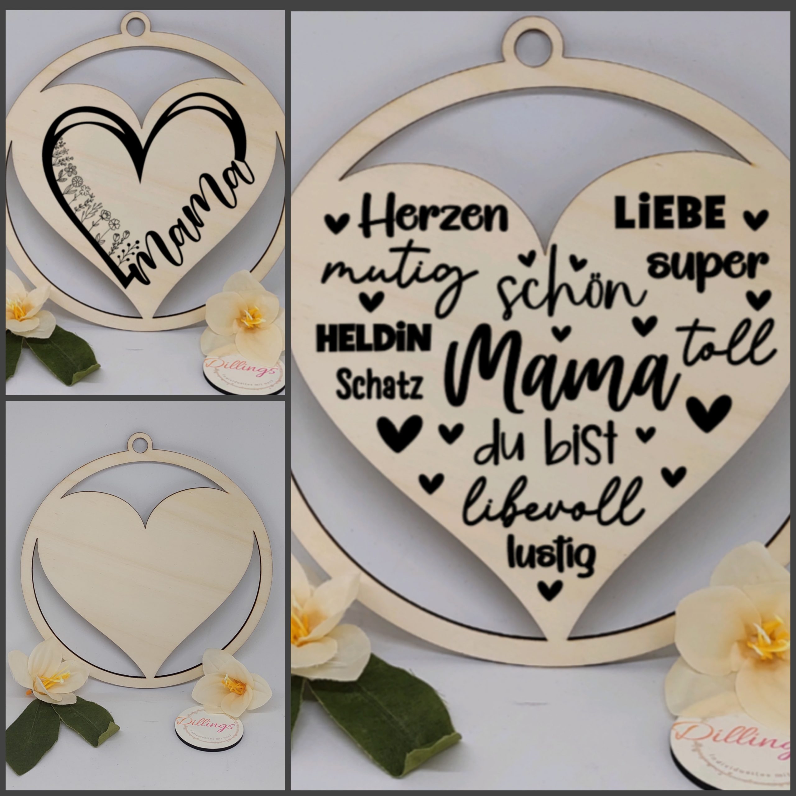 Herzanhänger Holz mit Ring