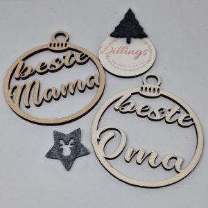 Christbaumanhänger Holz Schrift