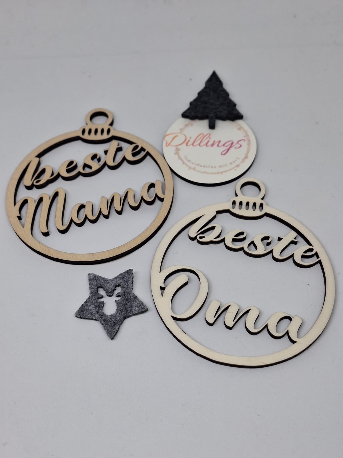 Christbaumanhänger Holz Schrift