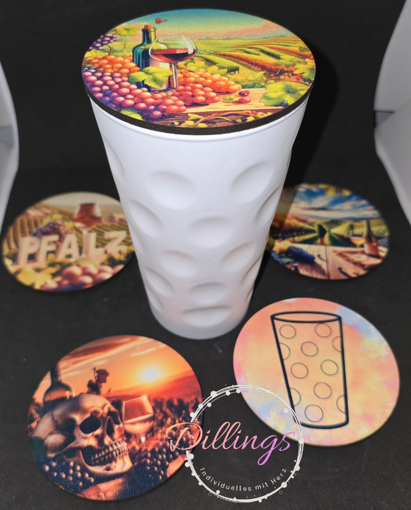 Dubbeglas Deckel Farbig