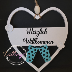 Fenster Bild / Türschild Herz Dubbeglas