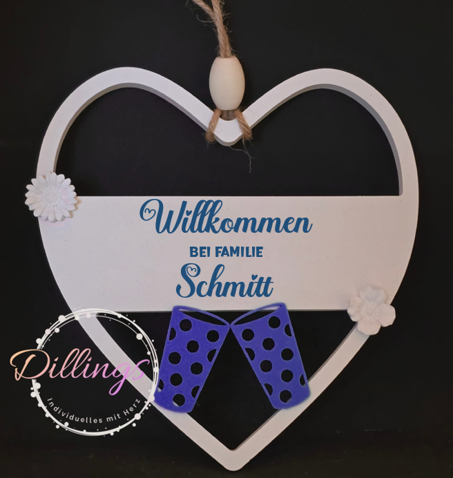 Fenster Bild / Türschild Herz Dubbeglas