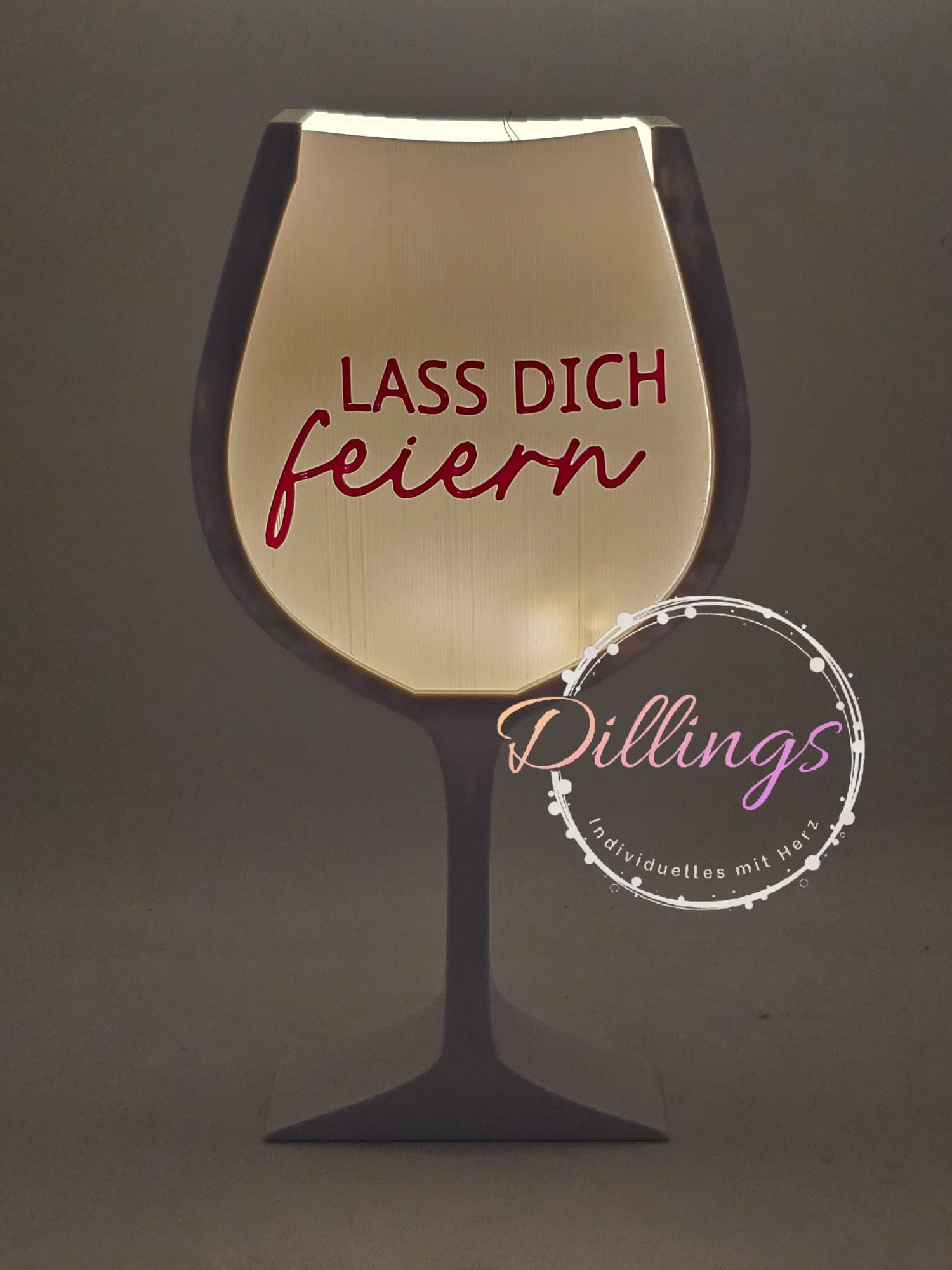 Weinglas 3D mit Wunschtext/Motiv